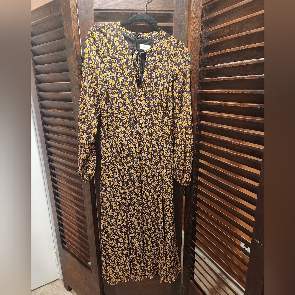 Harper Black and Yellow Floral Long Sleeve Dress